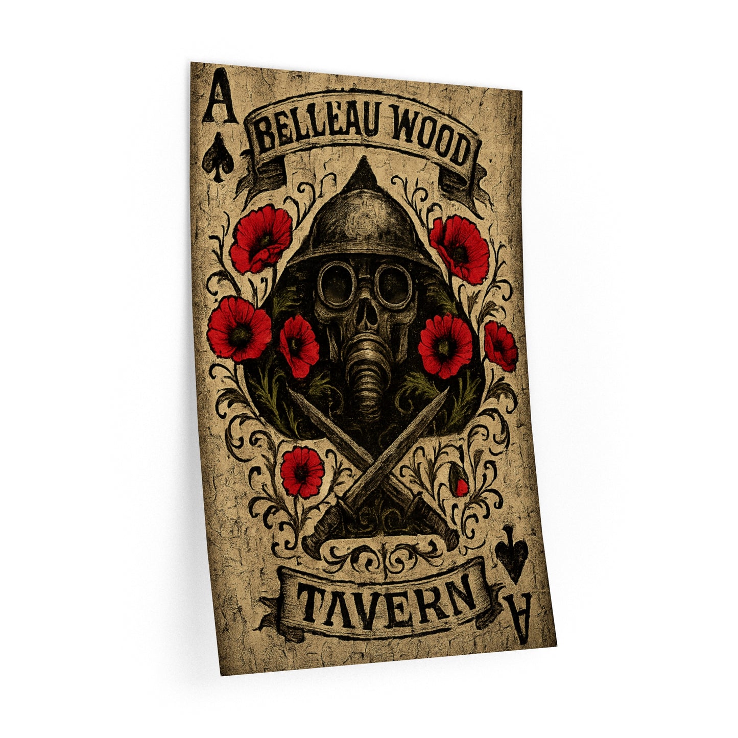 Belleau Wood Tavern Ace of Spades Wall Decal, Man Cave Art, US Marines, USMC