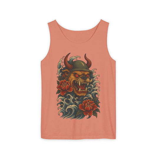 Unisex Japanese Tattoo Style Devil Dog, Cool Summer Tank Top