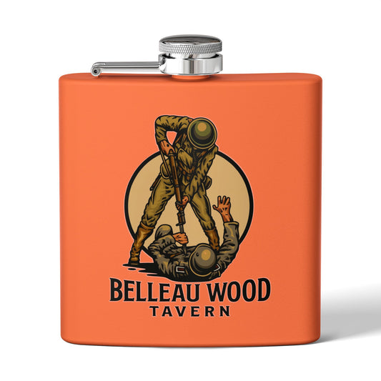 Belleau Wood Tavern 6oz Stainless Flask — Military Tribute Pocket Flask