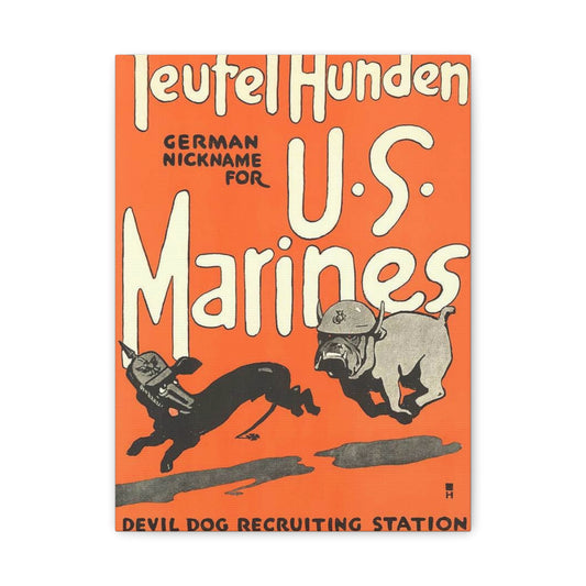 Canvas Print — Vintage “Teufel Hunden” U.S. Marines Recruiting Poster