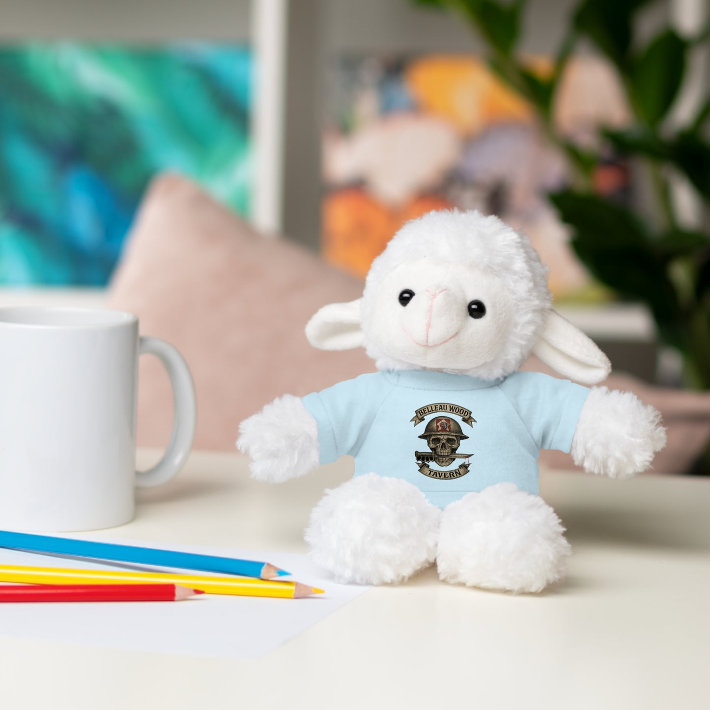 Personalized Stuffed Animal with Belleau Wood Skull T-Shirt Design
