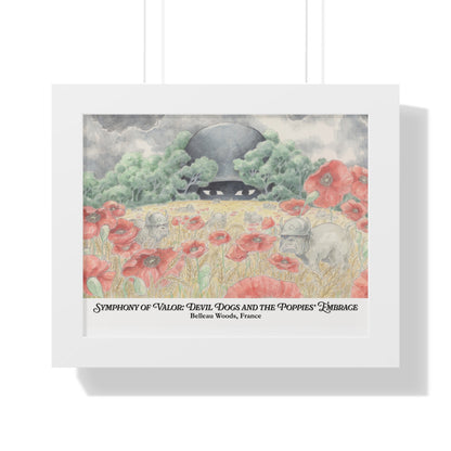 Framed Art Print — "Symphony of Valor: Devil Dogs and the Poppies' Embrace"