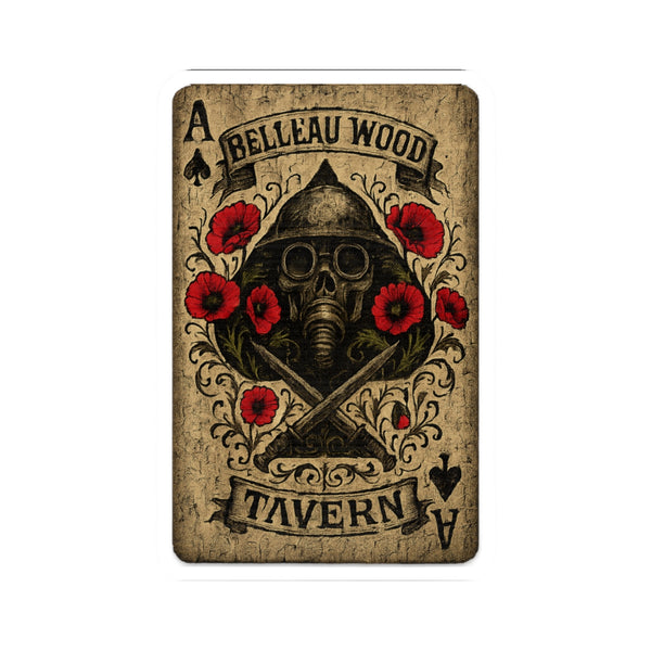 Vintage Belleau Wood Tavern Kiss-Cut Stickers, Floral Skull Decals, Laptop Decor