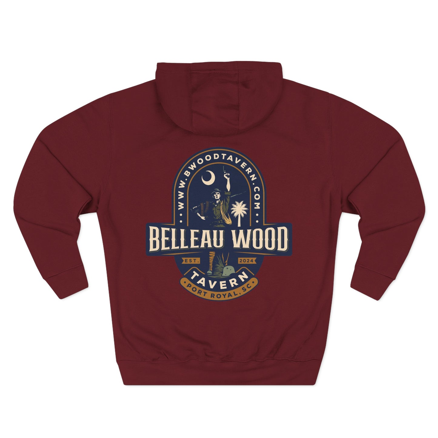Three-Panel Fleece Hoodie- BELLEAU WOOD Est. 1918