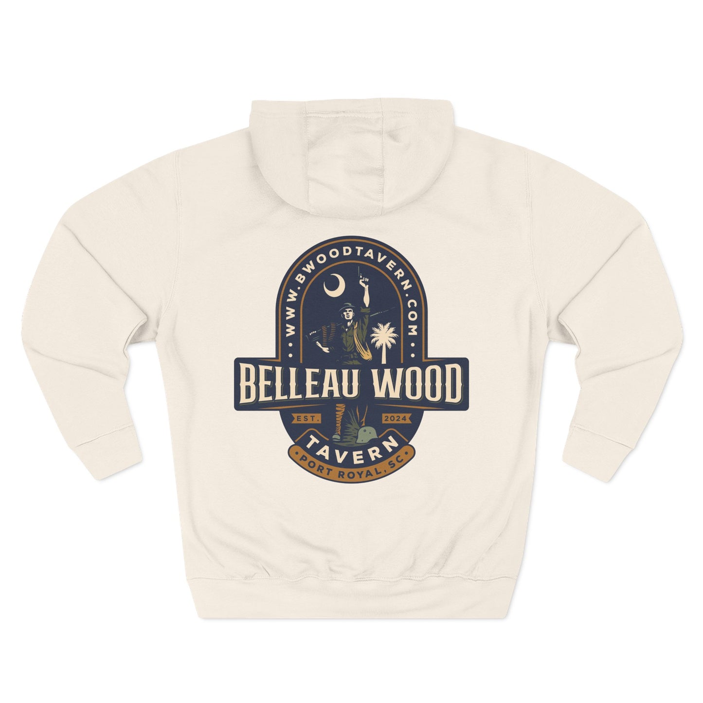 Three-Panel Fleece Hoodie- BELLEAU WOOD Est. 1918