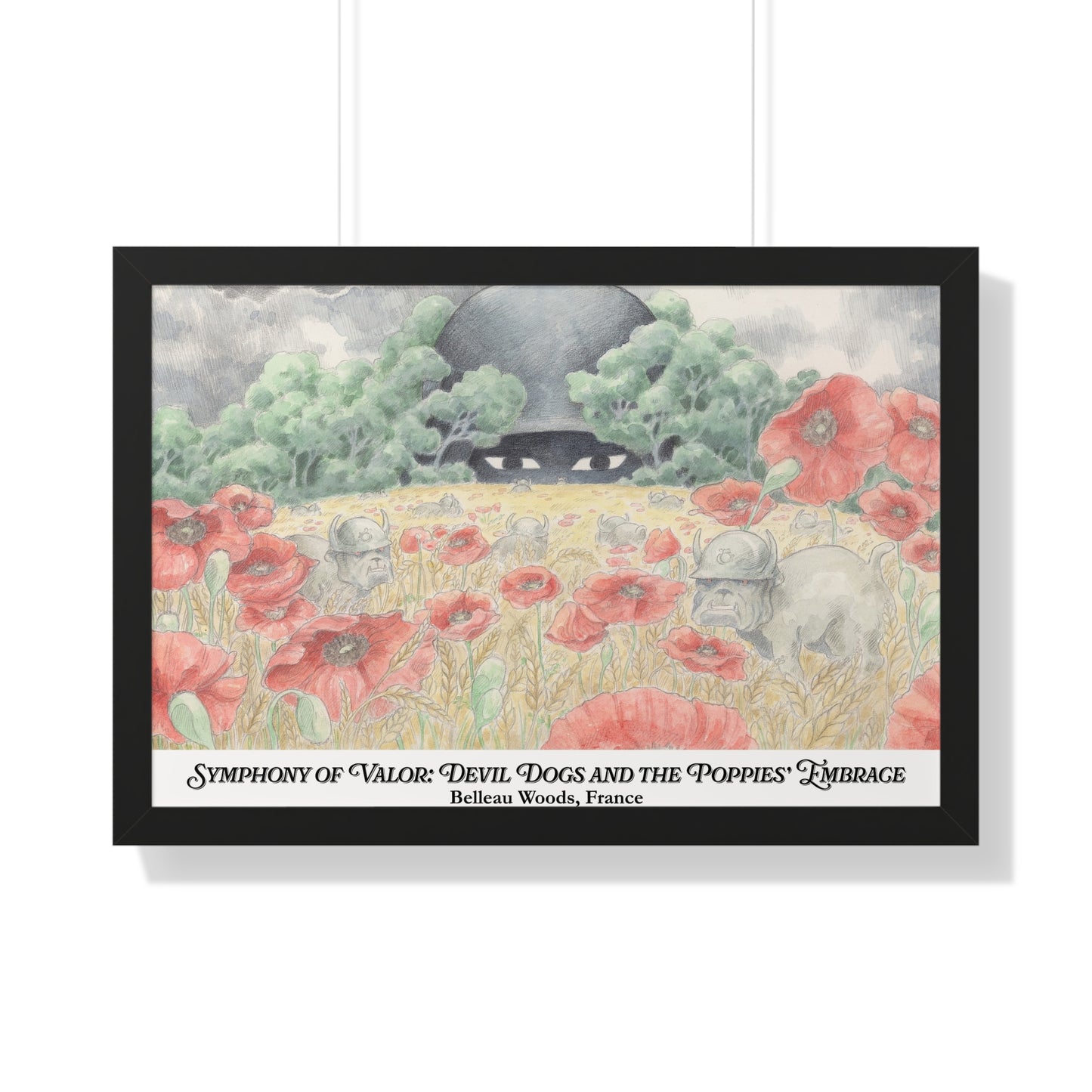 Framed Art Print — "Symphony of Valor: Devil Dogs and the Poppies' Embrace"