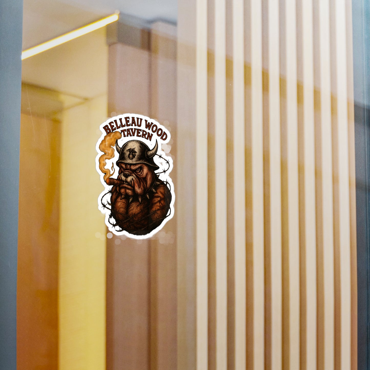Belleau Wood Tavern Devil Dog with Cigar Marines Sticker Cut Vinyl Decals USMC