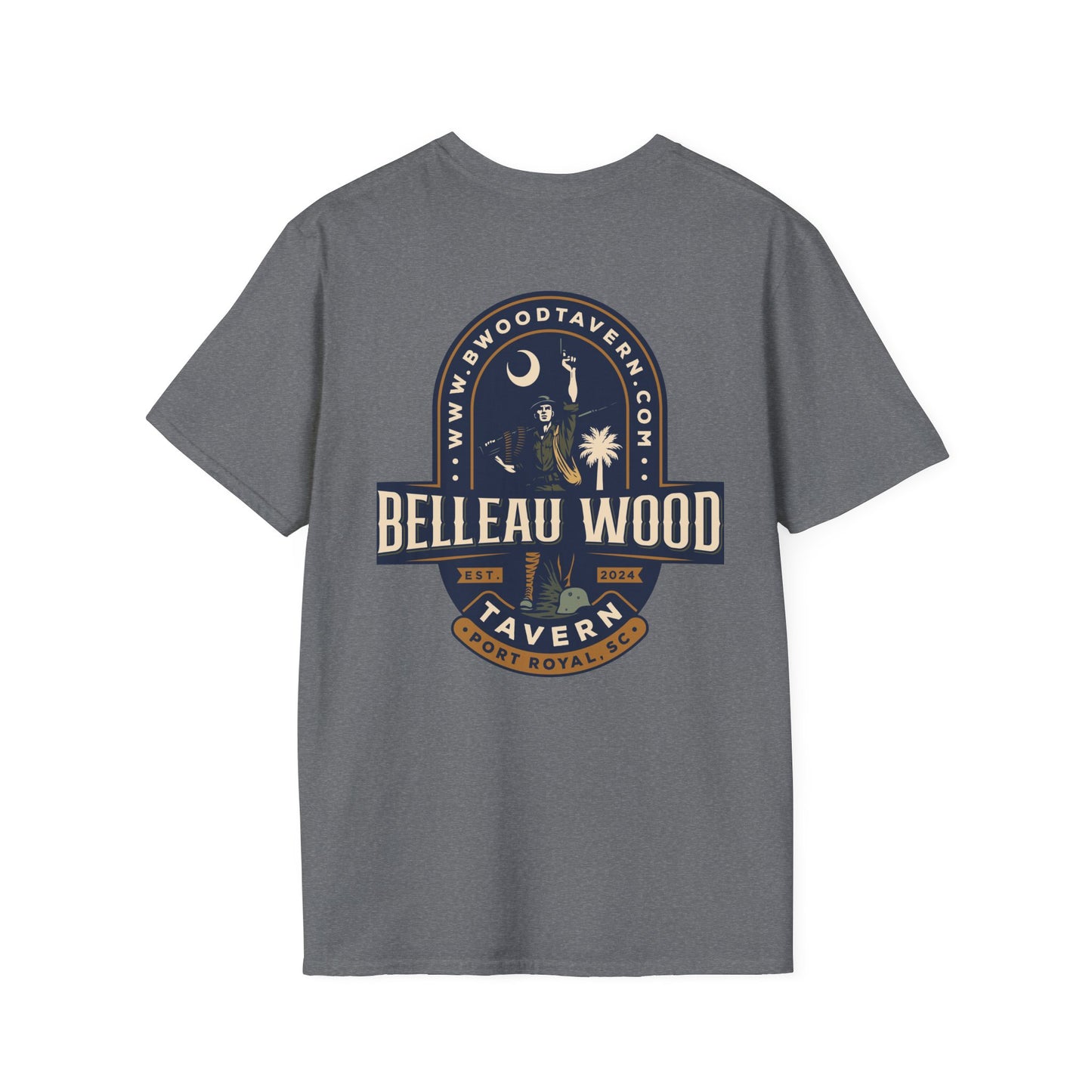 Belleau Wood Tavern Unisex Softstyle T-Shirt, Vintage Graphic Tee, Casual Wear