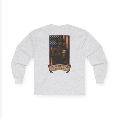 Beer Flag (Back) -Belleau Wood Tavern Long Sleeve Tee - Unisex Ultra Cotton Shirt