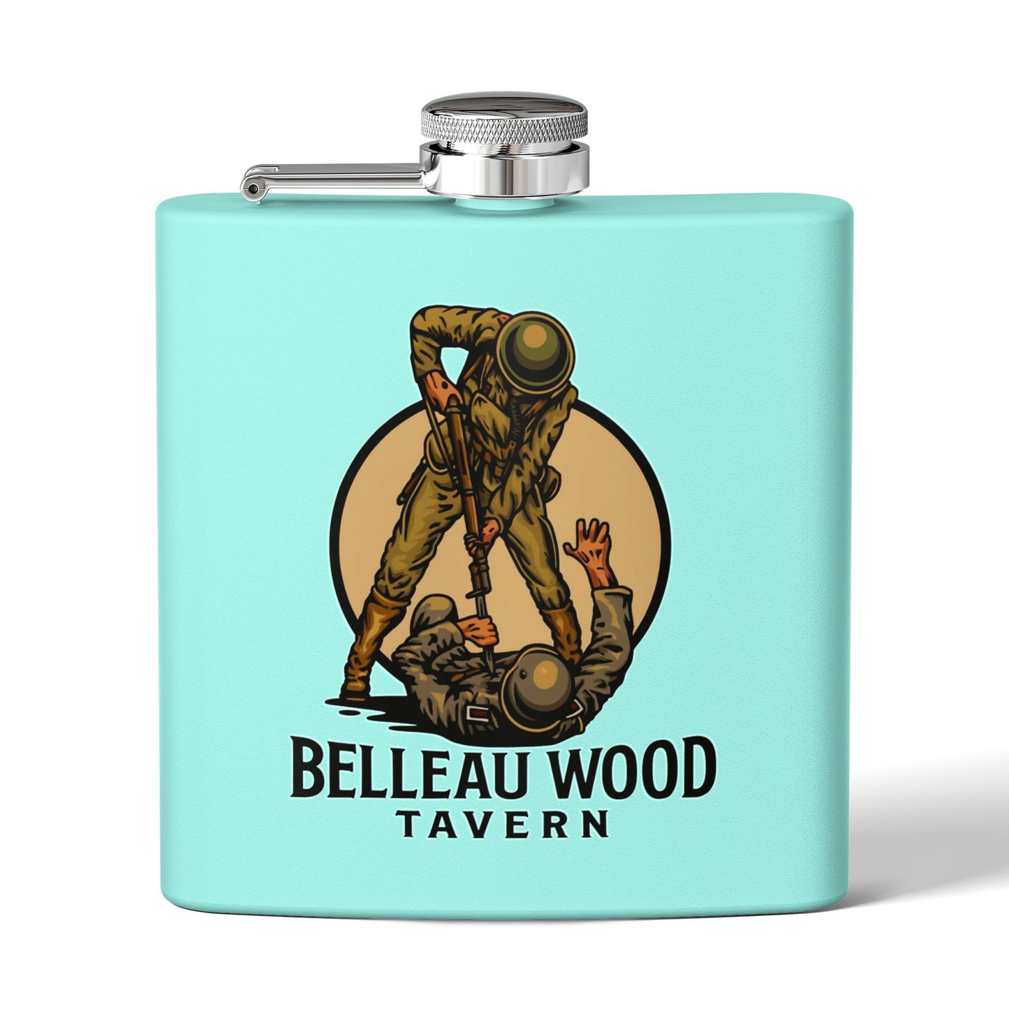 Belleau Wood Tavern 6oz Stainless Flask — Military Tribute Pocket Flask