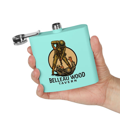 Belleau Wood Tavern 6oz Stainless Flask — Military Tribute Pocket Flask