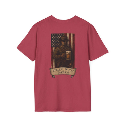 Belleau Wood Tavern Marine w/ Beer Flag T-Shirt, Unisex, Vintage Style Apparel