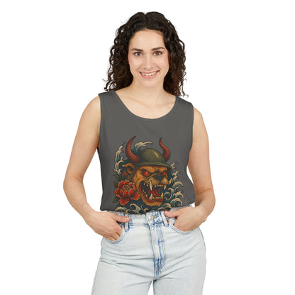 Unisex Japanese Tattoo Style Devil Dog, Cool Summer Tank Top