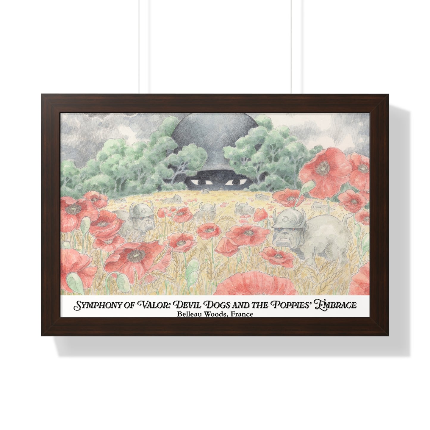 Framed Art Print — "Symphony of Valor: Devil Dogs and the Poppies' Embrace"