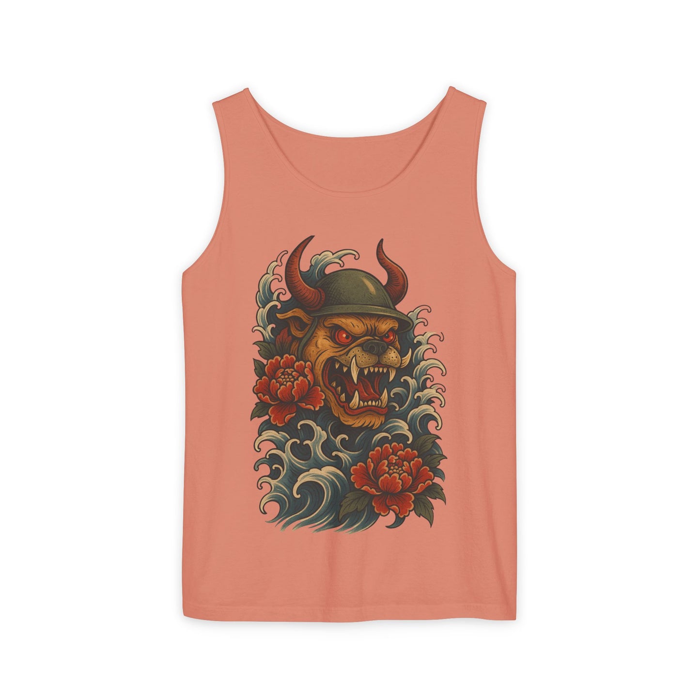 Unisex Japanese Tattoo Style Devil Dog, Cool Summer Tank Top