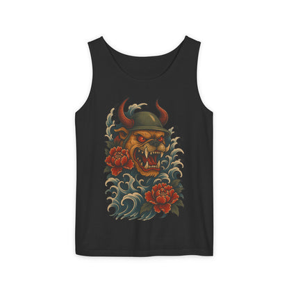 Unisex Japanese Tattoo Style Devil Dog, Cool Summer Tank Top