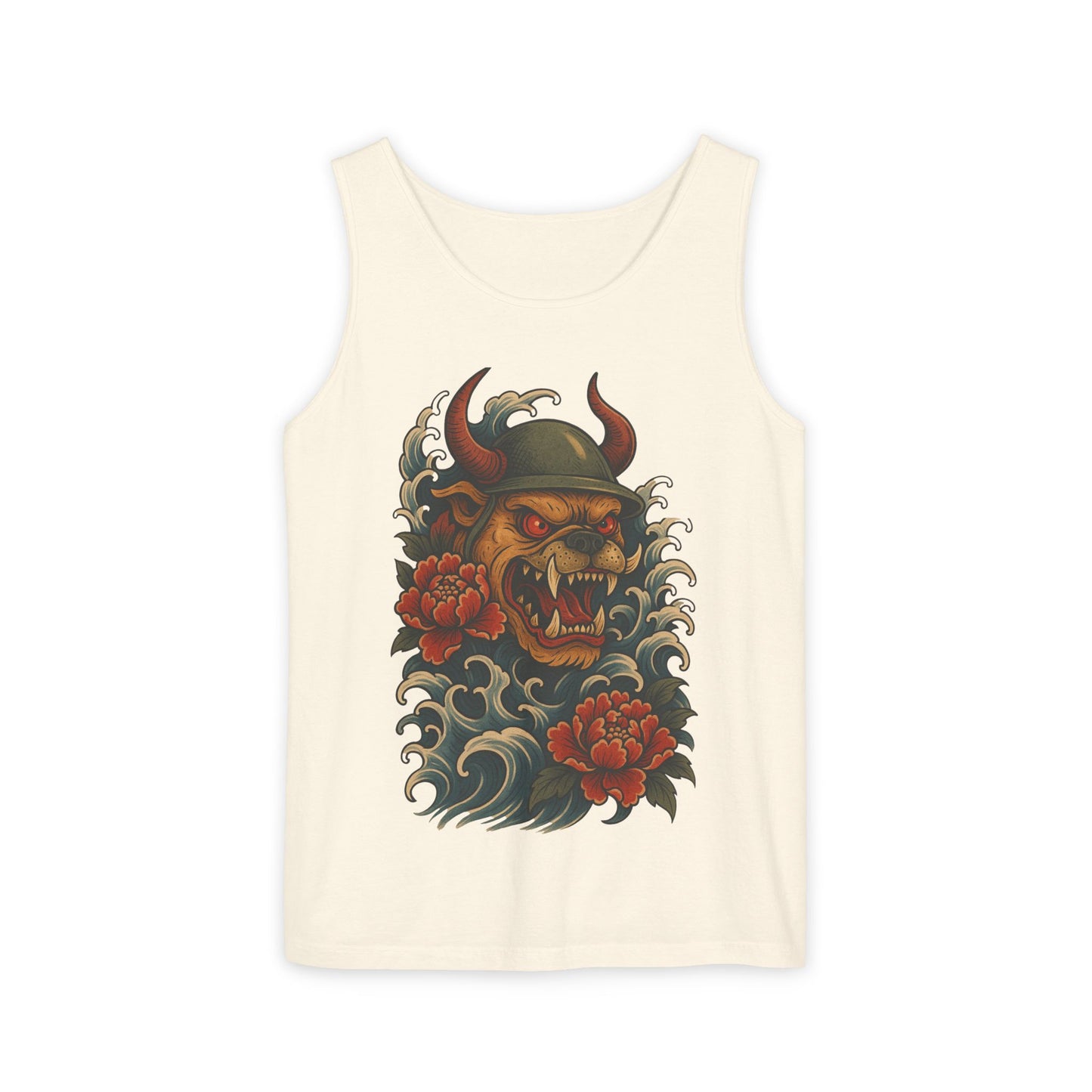Unisex Japanese Tattoo Style Devil Dog, Cool Summer Tank Top