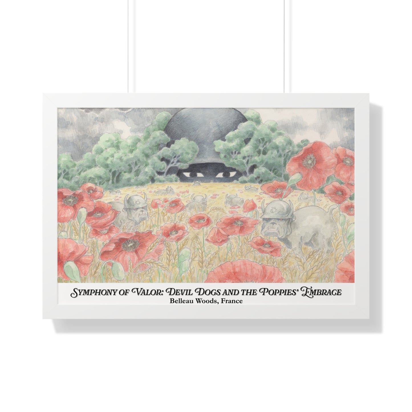 Framed Art Print — "Symphony of Valor: Devil Dogs and the Poppies' Embrace"