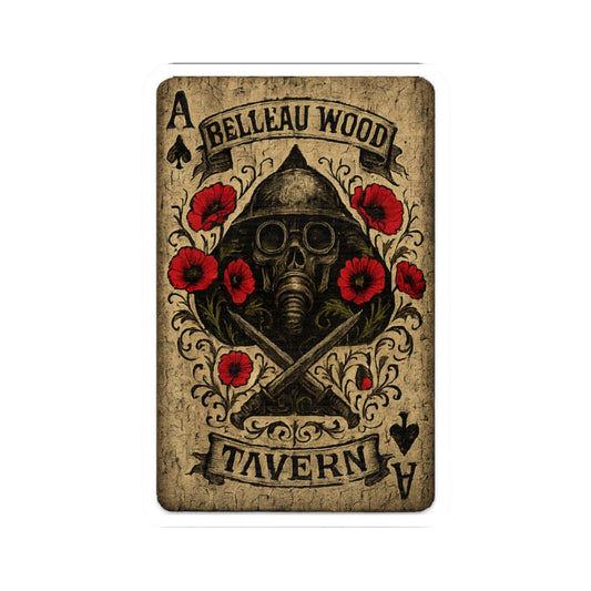 Vintage Belleau Wood Tavern Kiss-Cut Stickers, Floral Skull Decals, Laptop Decor