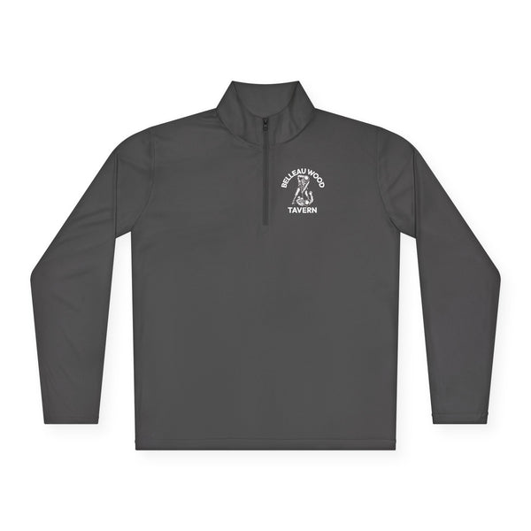 Belleau Wood Tavern Skull on Back  Military Quarter-Zip Pullover, Unisex Apparel