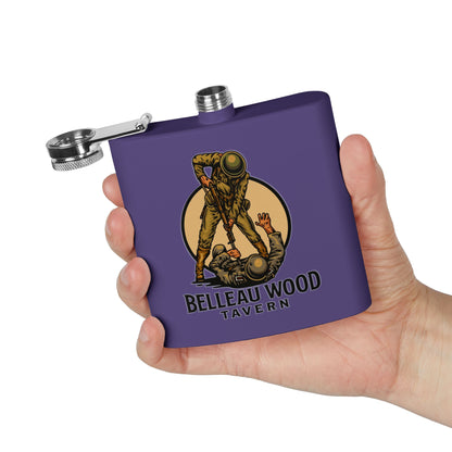 Belleau Wood Tavern 6oz Stainless Flask — Military Tribute Pocket Flask