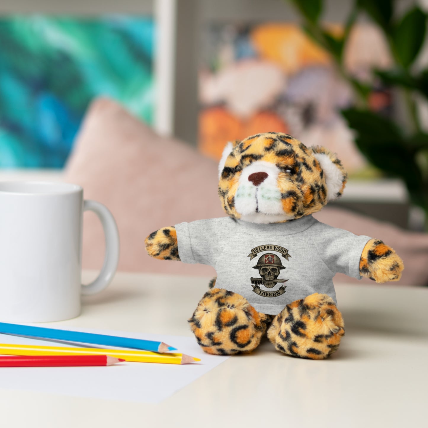 Personalized Stuffed Animal with Belleau Wood Skull T-Shirt Design