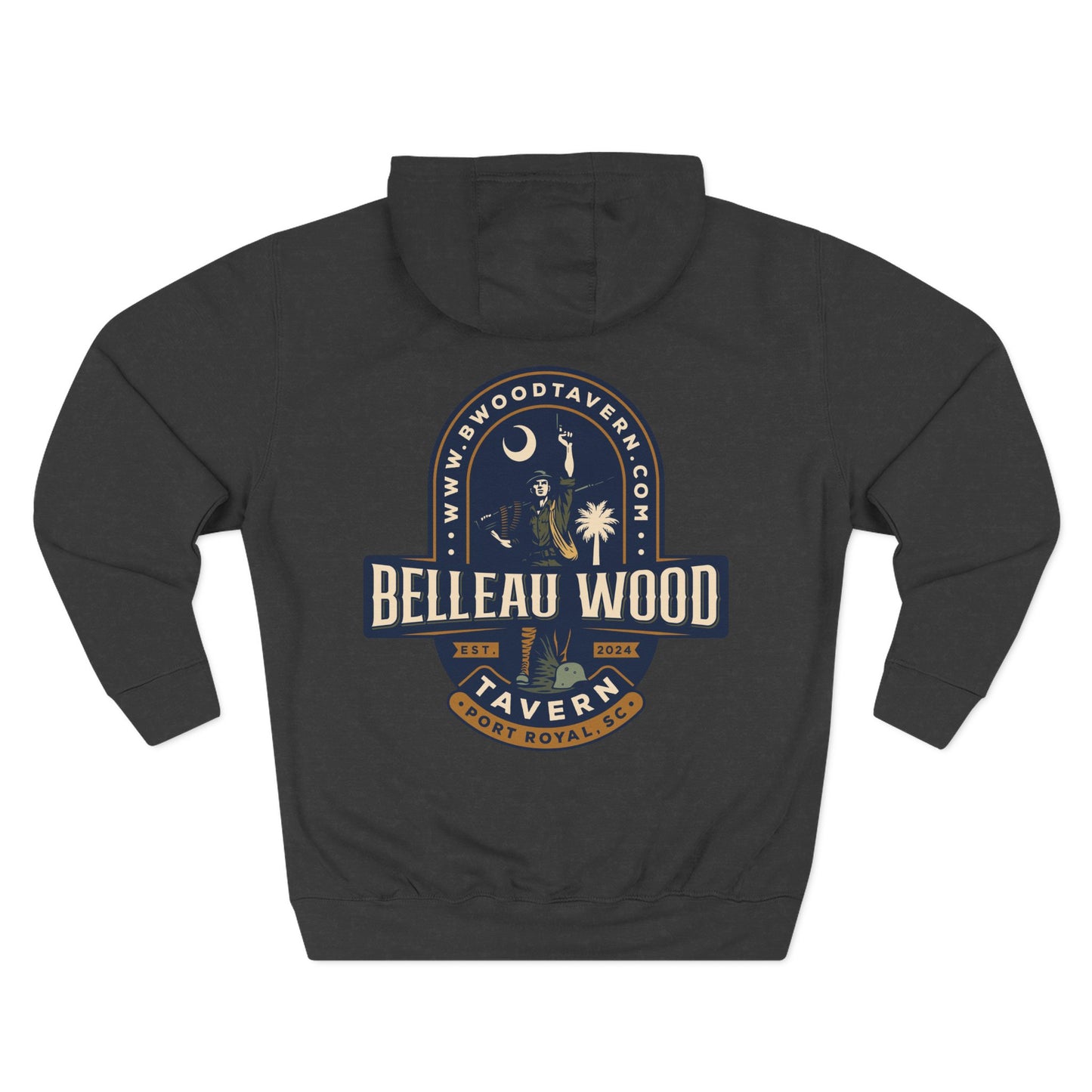 Three-Panel Fleece Hoodie- BELLEAU WOOD Est. 1918