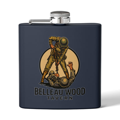 Belleau Wood Tavern 6oz Stainless Flask — Military Tribute Pocket Flask