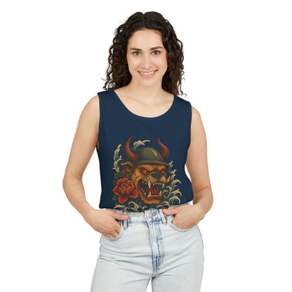 Unisex Japanese Tattoo Style Devil Dog, Cool Summer Tank Top