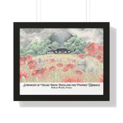 Framed Art Print — "Symphony of Valor: Devil Dogs and the Poppies' Embrace"