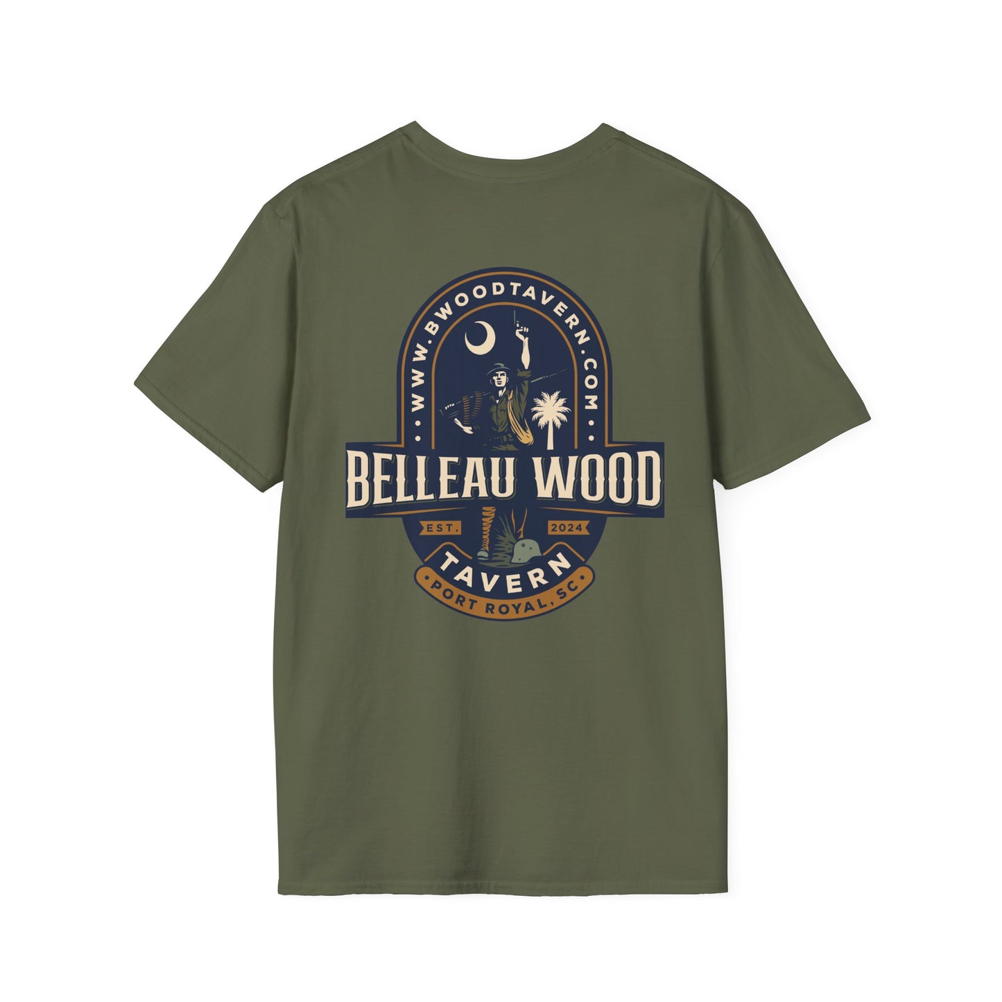 Belleau Wood Tavern Unisex Softstyle T-Shirt, Vintage Graphic Tee, Casual Wear