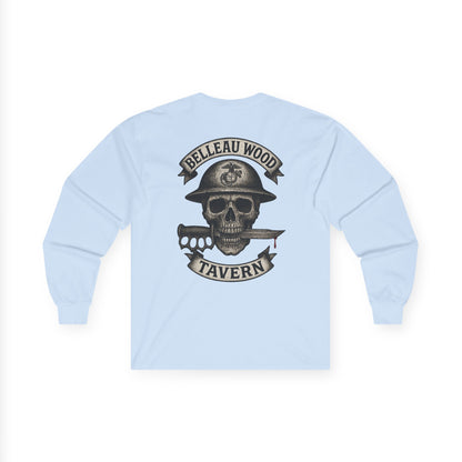 Skull Trench Knife (Back) -Belleau Wood Tavern Long Sleeve Tee - Unisex Ultra Cotton Shirt