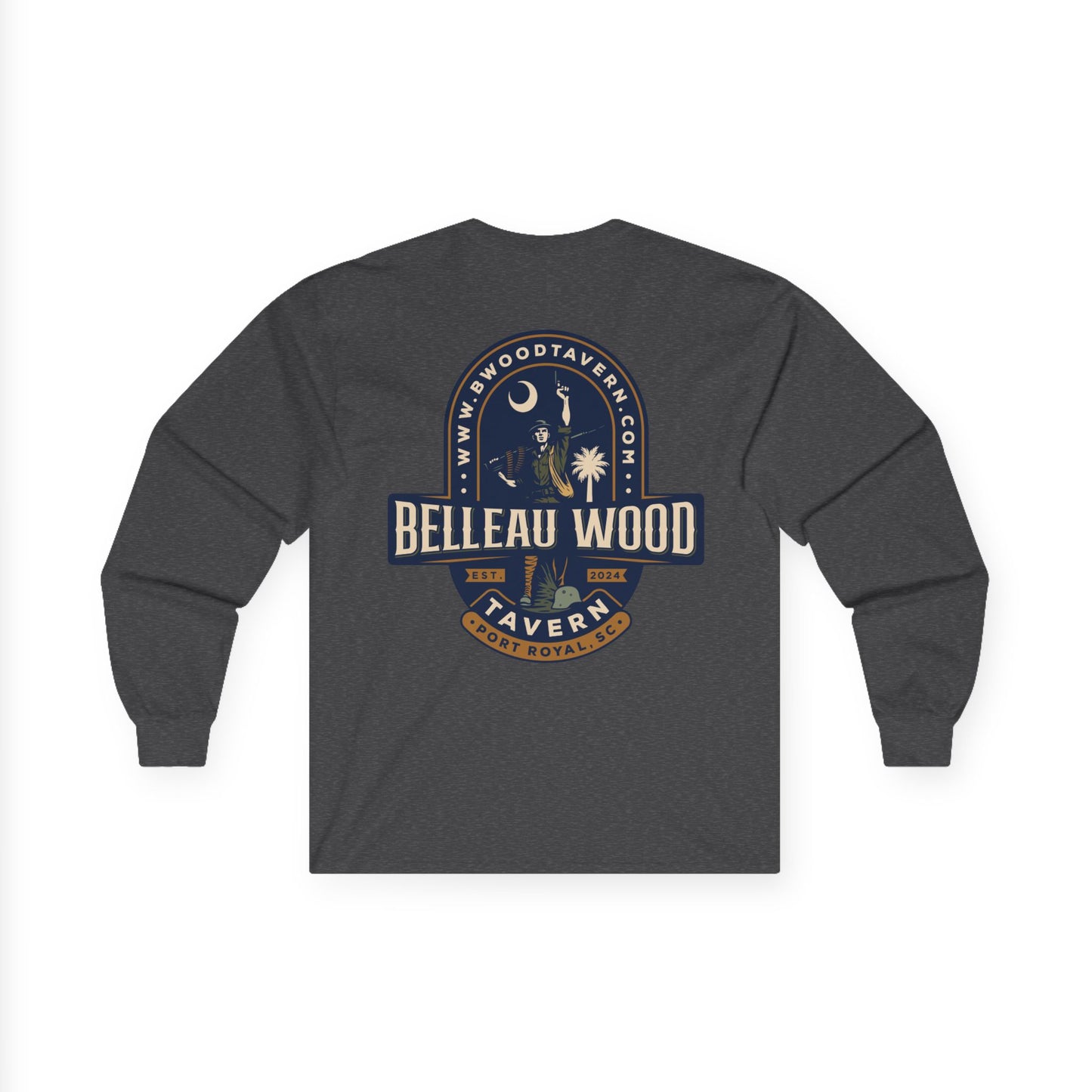 Iron Mike (Back) -Belleau Wood Tavern Long Sleeve Tee - Unisex Ultra Cotton Shirt