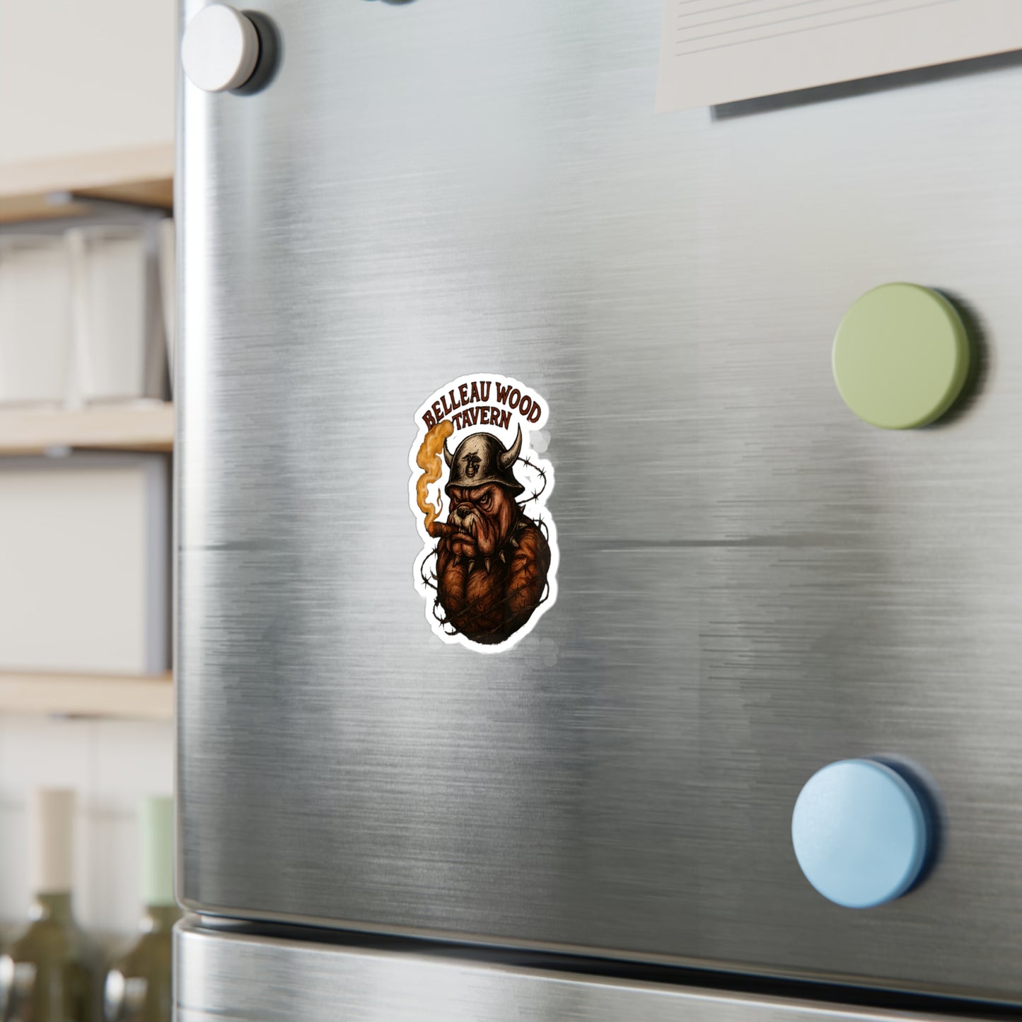 Belleau Wood Tavern Devil Dog with Cigar Marines Sticker Cut Vinyl Decals USMC