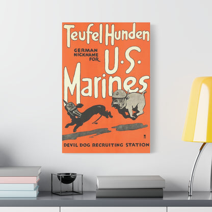 Canvas Print — Vintage “Teufel Hunden” U.S. Marines Recruiting Poster
