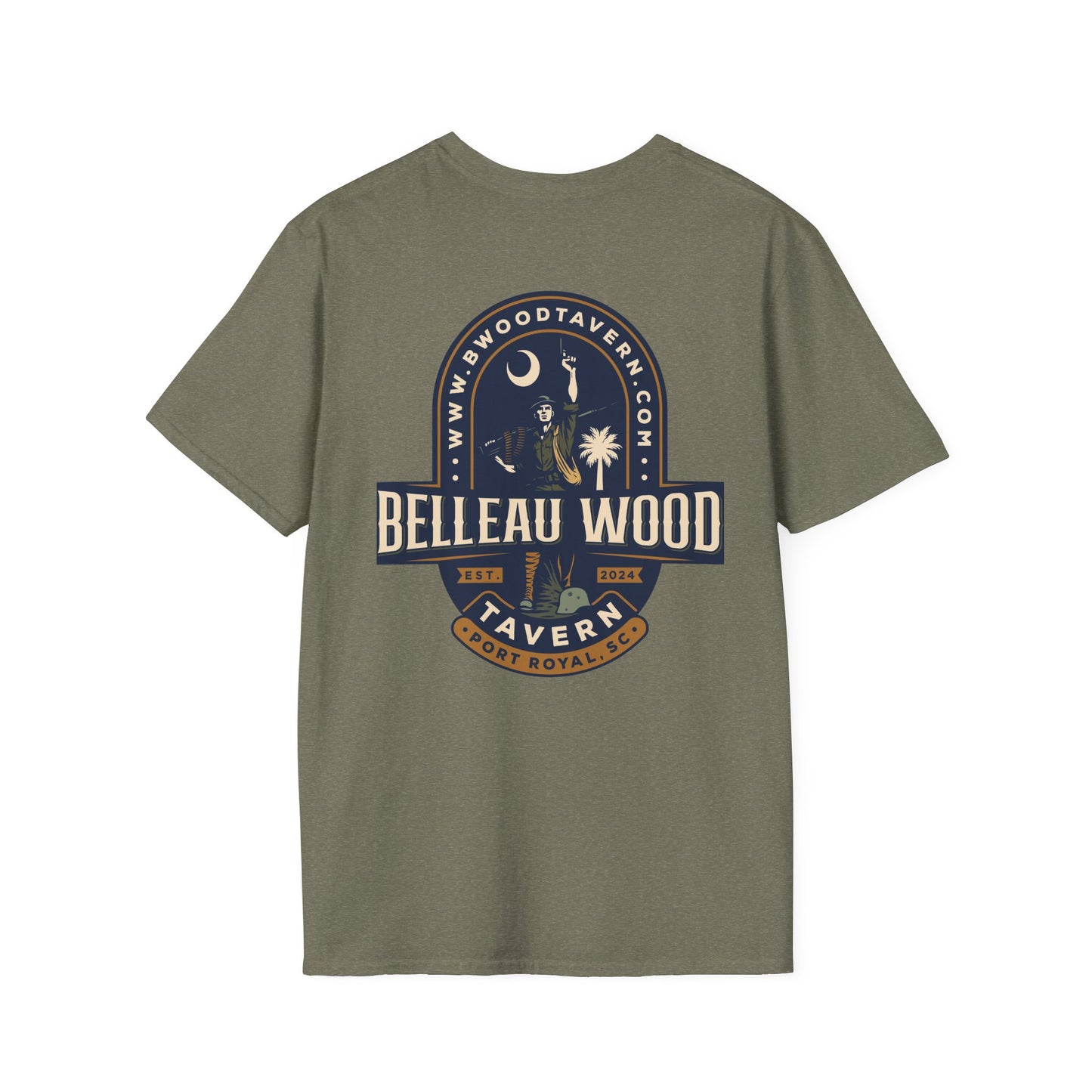 Belleau Wood Tavern Unisex Softstyle T-Shirt, Vintage Graphic Tee, Casual Wear
