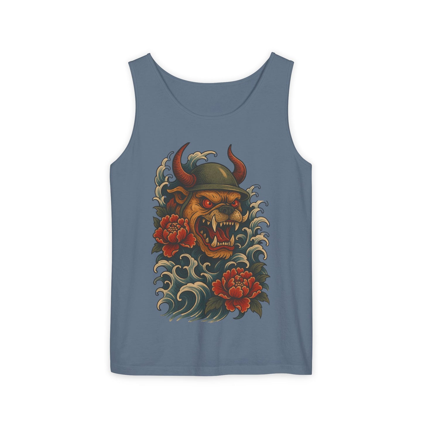 Unisex Japanese Tattoo Style Devil Dog, Cool Summer Tank Top