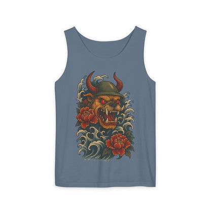 Unisex Japanese Tattoo Style Devil Dog, Cool Summer Tank Top