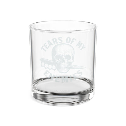 TEARS OF MY ENEMIES Engraved Skull Whiskey Glass 10.5oz