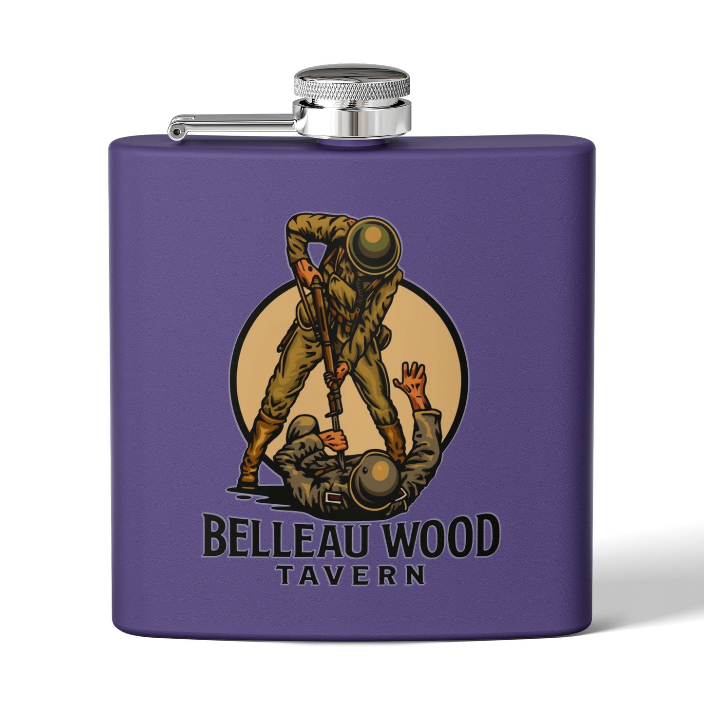 Belleau Wood Tavern 6oz Stainless Flask — Military Tribute Pocket Flask
