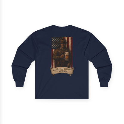 Beer Flag (Back) -Belleau Wood Tavern Long Sleeve Tee - Unisex Ultra Cotton Shirt