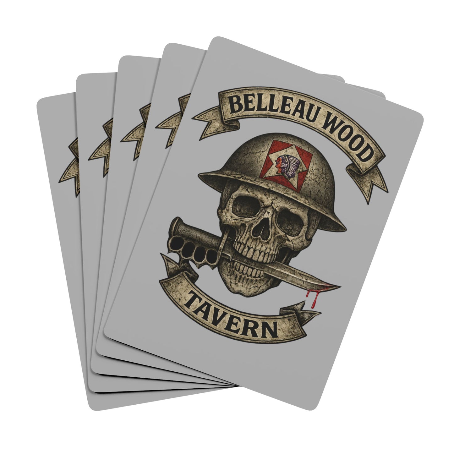 Skull- US Marine Helmet and Trench Knife Belleau Wood Tavern Playing Cards