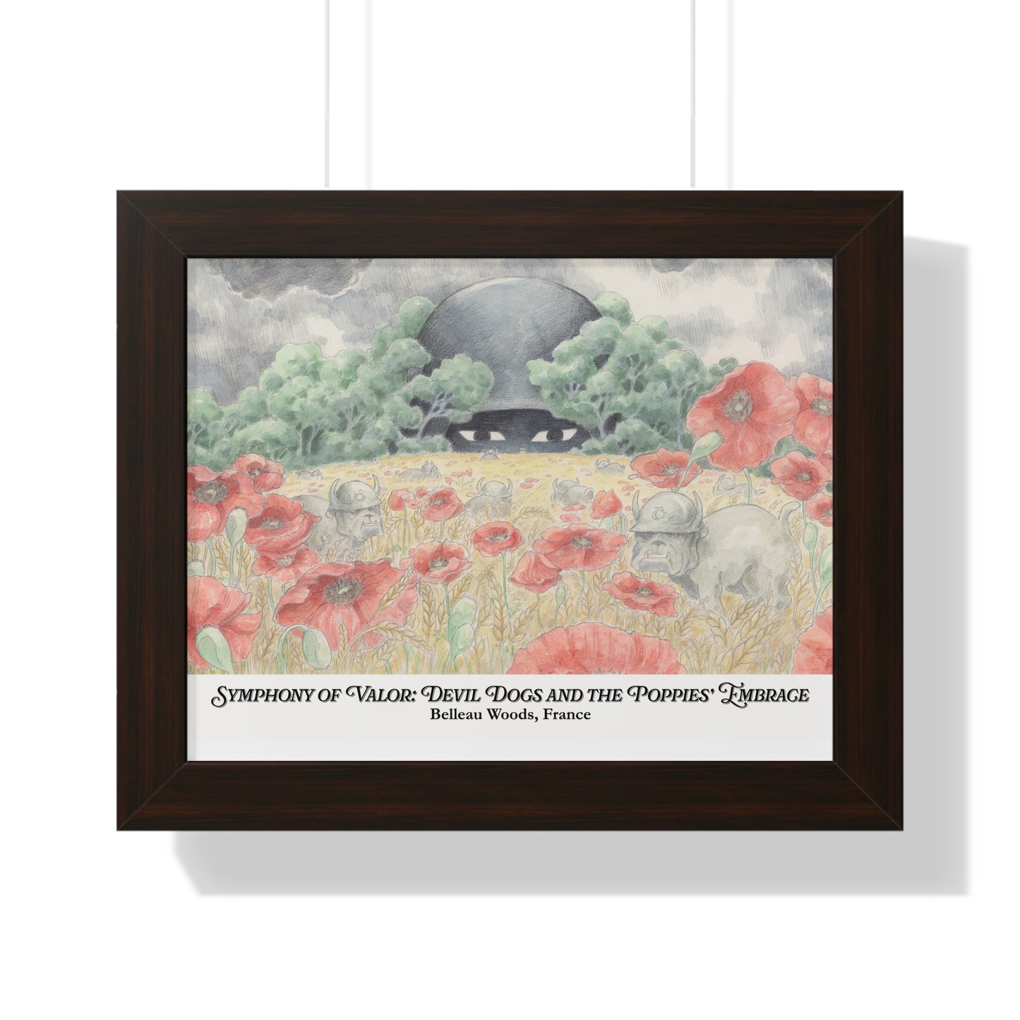 Framed Art Print — "Symphony of Valor: Devil Dogs and the Poppies' Embrace"