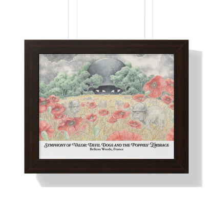 Framed Art Print — "Symphony of Valor: Devil Dogs and the Poppies' Embrace"