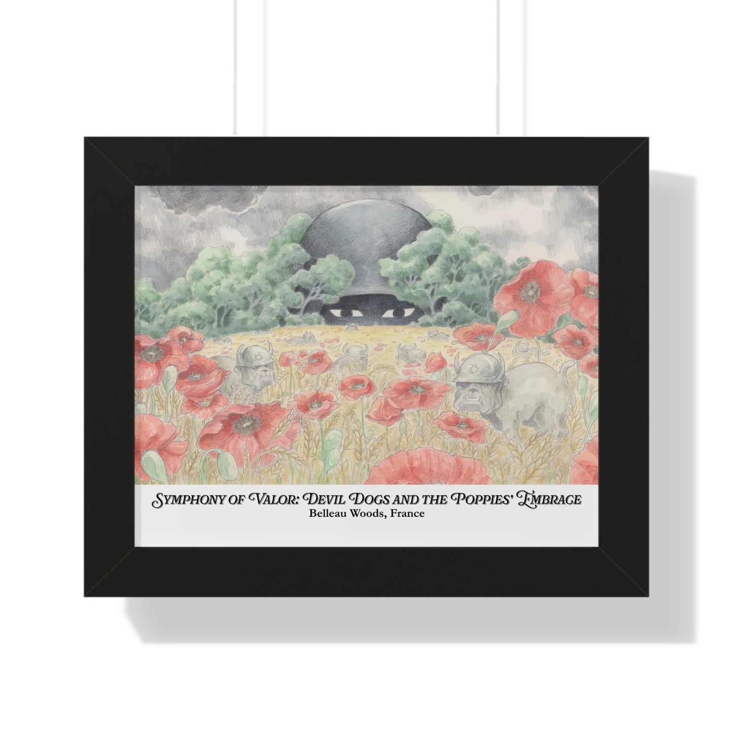 Framed Art Print — "Symphony of Valor: Devil Dogs and the Poppies' Embrace"