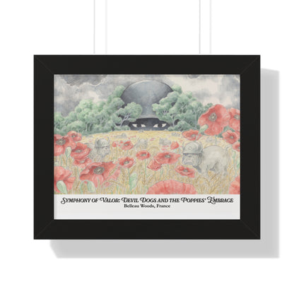 Framed Art Print — "Symphony of Valor: Devil Dogs and the Poppies' Embrace"