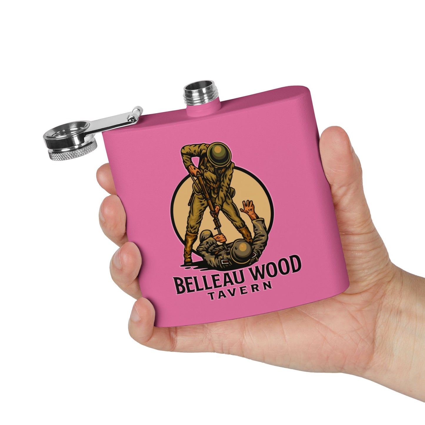 Belleau Wood Tavern 6oz Stainless Flask — Military Tribute Pocket Flask
