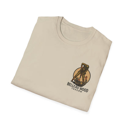 Belleau Wood Tavern Marine w/ Beer Flag T-Shirt, Unisex, Vintage Style Apparel