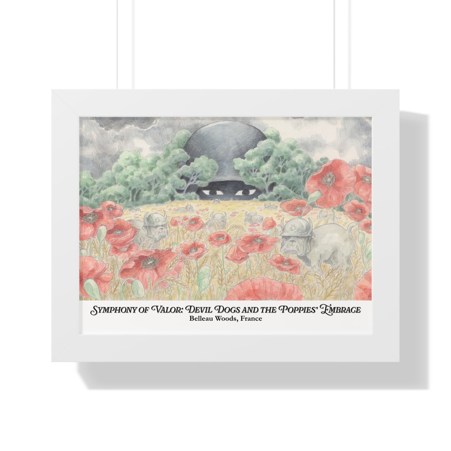 Framed Art Print — "Symphony of Valor: Devil Dogs and the Poppies' Embrace"