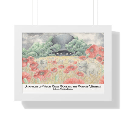 Framed Art Print — "Symphony of Valor: Devil Dogs and the Poppies' Embrace"